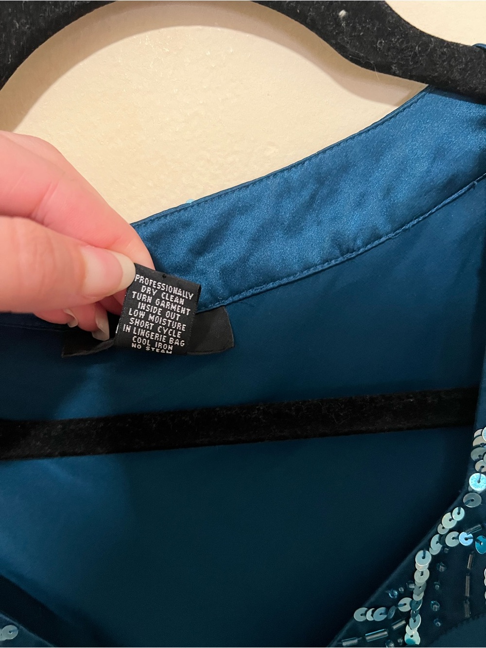Y2K 2P Silk Sequin Empire Top Going Out Indie Sleaze Office Siren Teal Romantic - Picture 5 of 8